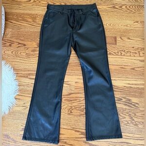 Zara Black Faux Leather Pants with Flared Silhouette